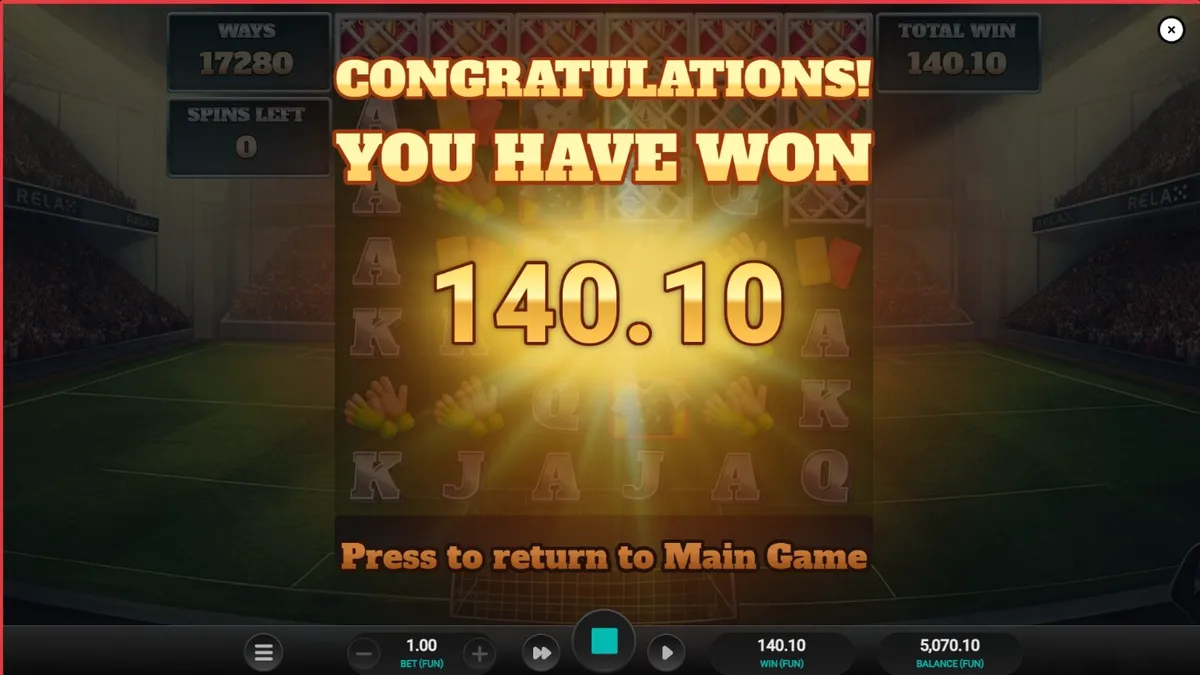 Interface visual do slot World Class Kick Off Dream Drop com tema de futebol retrô